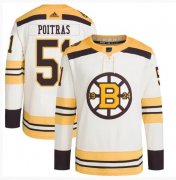 Cheap Men's Boston Bruins #51 Matthew Poitras Cream 100th Anniversary Stitched Jersey
