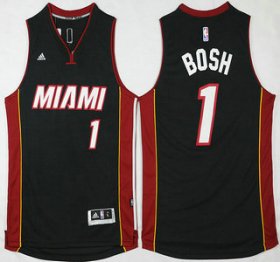 Wholesale Cheap Men\'s Miami Heat #1 Chris Bosh Revolution 30 Swingman 2014 New Black Jersey