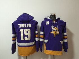 Wholesale Cheap Men\'s Minnesota Vikings #19 Adam Thielen NEW Purple Pocket Stitched NFL Pullover Hoodie