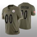 Wholesale Cheap Men's Pittsburgh Steelers ACTIVE PLAYER Custom 2022 Olive Salute To Service Limited Stitched Jersey