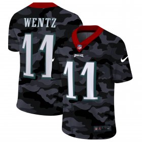 Cheap Philadelphia Eagles #11 Carson Wentz Men\'s Nike 2020 Black CAMO Vapor Untouchable Limited Stitched NFL Jersey