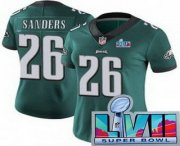 Cheap Women's Philadelphia Eagles #26 Miles Sanders Limited Green Super Bowl LVII Vapor Jersey