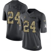 Wholesale Cheap Nike Raiders #24 Marshawn Lynch Black Youth Stitched NFL Limited 2016 Salute to Service Jersey