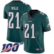 Wholesale Cheap Nike Eagles #21 Jalen Mills Green Team Color Men's Stitched NFL 100th Season Vapor Untouchable Limited Jersey