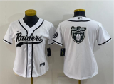 Wholesale Cheap Women's Las Vegas Raiders White Team Big Logo With Patch Cool Base Stitched Baseball Jersey