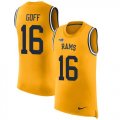 Wholesale Cheap Nike Rams #16 Jared Goff Gold Men's Stitched NFL Limited Rush Tank Top Jersey