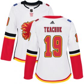 Wholesale Cheap Adidas Flames #19 Matthew Tkachuk White Road Authentic Women\'s Stitched NHL Jersey