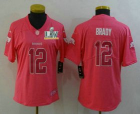 Wholesale Cheap Women\'s Tampa Bay Buccaneers #12 Tom Brady Pink Fashion 2021 Super Bowl LV Rush NFL Nike Limited Jersey