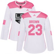 Wholesale Cheap Adidas Kings #23 Dustin Brown White/Pink Authentic Fashion Women's Stitched NHL Jersey
