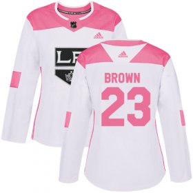 Wholesale Cheap Adidas Kings #23 Dustin Brown White/Pink Authentic Fashion Women\'s Stitched NHL Jersey