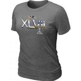 Wholesale Cheap Women\'s Baltimore Ravens 2012 Super Bowl XLVII On Our Way T-Shirt Dark Grey