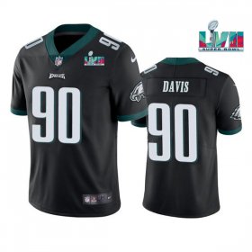 Wholesale Cheap Men\'s Philadelphia Eagles #90 Jordan Davis Black Super Bowl LVII Vapor Untouchable Limited Stitched Jersey