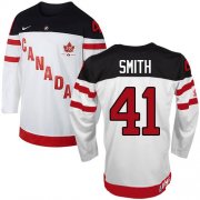 Wholesale Cheap Olympic CA. #41 Mike Smith White 100th Anniversary Stitched NHL Jersey