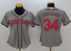 Wholesale Cheap Mets #34 Noah Syndergaard Grey Mother\'s Day Cool Base Women\'s Stitched MLB Jersey
