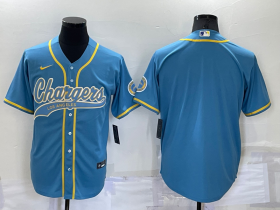 Wholesale Cheap Men\'s Los Angeles Chargers Blank Light Blue Stitched MLB Cool Base Nike Baseball Jersey