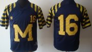 Wholesale Cheap Michigan Wolverines #16 Denard Robinson Navy Blue Throwback Jersey
