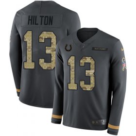 Wholesale Cheap Nike Colts #13 T.Y. Hilton Anthracite Salute to Service Men\'s Stitched NFL Limited Therma Long Sleeve Jersey