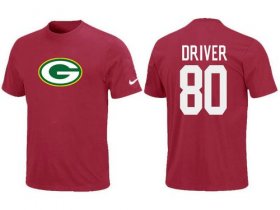Wholesale Cheap Nike Green Bay Packers #80 Donald Driver Name & Number NFL T-Shirt Red