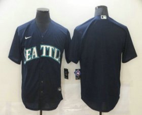 Wholesale Cheap Men\'s Seattle Mariners Blank Navy Blue Stitched MLB Cool Base Nike Jersey
