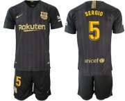 Wholesale Cheap Barcelona #5 Sergio Black Soccer Club Jersey