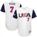 Wholesale Cheap Team USA #7 Christian Yelich White 2017 World MLB Classic Authentic Stitched MLB Jersey