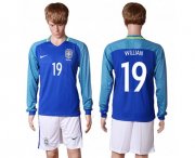Wholesale Cheap Brazil #19 Willian Away Long Sleeves Soccer Country Jersey
