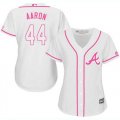 Wholesale Cheap Braves #44 Hank Aaron White/Pink Fashion Women's Stitched MLB Jersey