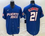 Cheap Men's Puerto Rico Baseball #21 Roberto Clemente 2023 Blue World Classic Stitched Jerseys