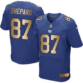 Wholesale Cheap Nike Giants #87 Sterling Shepard Royal Blue Team Color Men\'s Stitched NFL Elite Gold Jersey