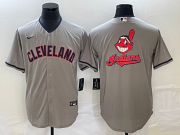 Wholesale Cheap Men's Cleveland Guardians Gray Team Big Logo Cool Base Stitched Jersey