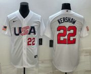 Cheap Men's USA Baseball #22 Clayton Kershaw Number 2023 White World Baseball Classic Stitched Jersey
