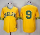 Wholesale Cheap Mitchell And Ness 1981 Athletics #9 Reggie Jackson Yellow Throwback Stitched MLB Jersey