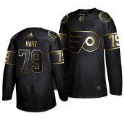 Wholesale Cheap Adidas Flyers #79 Carter Hart Men's 2019 Black Golden Edition Authentic Stitched NHL Jersey