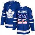 Wholesale Cheap Adidas Maple Leafs #22 Tiger Williams Blue Home Authentic USA Flag Stitched NHL Jersey