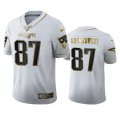 Wholesale Cheap New England Patriots #87 Rob Gronkowski Men's Nike White Golden Edition Vapor Limited NFL 100 Jersey