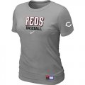 Wholesale Cheap Women's Cincinnati Reds Nike Short Sleeve Practice MLB T-Shirt Light Grey