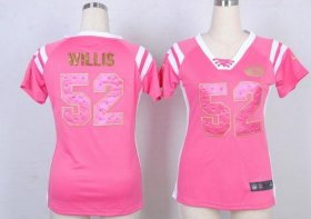 Wholesale Cheap Nike 49ers #52 Patrick Willis Pink Women\'s Stitched NFL Elite Draft Him Shimmer Jersey