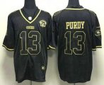 Wholesale Cheap Men's San Francisco 49ers #13 Brock Purdy Black Gold With 75th Anniversary Patch Stitched Jersey