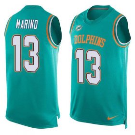 Wholesale Cheap Nike Dolphins #13 Dan Marino Aqua Green Team Color Men\'s Stitched NFL Limited Tank Top Jersey