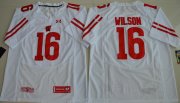 Wholesale Cheap Men's Wisconsin Badgers #16 Russell Wilson White Stitched College Football 2016 Under Armour NCAA Jersey