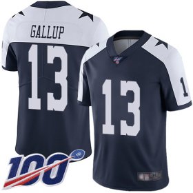 Wholesale Cheap Nike Cowboys #13 Michael Gallup Navy Blue Thanksgiving Men\'s Stitched NFL 100th Season Vapor Throwback Limited Jersey