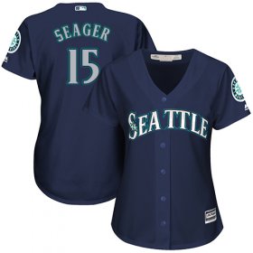 Wholesale Cheap Mariners #15 Kyle Seager Navy Blue Alternate Women\'s Stitched MLB Jersey