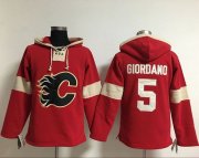 Wholesale Cheap Flames #5 Mark Giordano Red Pullover NHL Hoodie