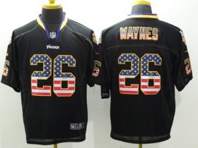 Wholesale Cheap Nike Vikings #26 Trae Waynes Black Men\'s Stitched NFL Elite USA Flag Fashion Jersey