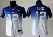 Wholesale Cheap Nike Colts #12 Andrew Luck Royal Blue/White Youth Stitched NFL Elite Fadeaway Fashion Jersey