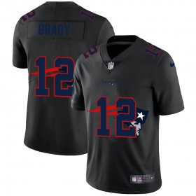Wholesale Cheap New England Patriots #12 Tom Brady Men\'s Nike Team Logo Dual Overlap Limited NFL Jersey Black