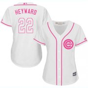 Wholesale Cheap Cubs #22 Jason Heyward White/Pink Fashion Women's Stitched MLB Jersey