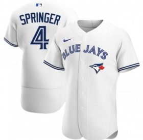 Wholesale Cheap Men\'s Toronto Blue Jays #4 George Springer White Flex Base Stitched Jersey