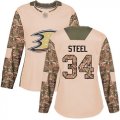 Wholesale Cheap Adidas Ducks #34 Sam Steel Camo Authentic 2017 Veterans Day Women's Stitched NHL Jersey