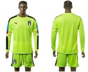 Wholesale Cheap Italy Blank Shiny Green Long Sleeves Goalkeeper Soccer Country Jersey